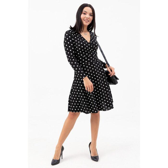 Polka Dotted Double Breasted Patterned Dress