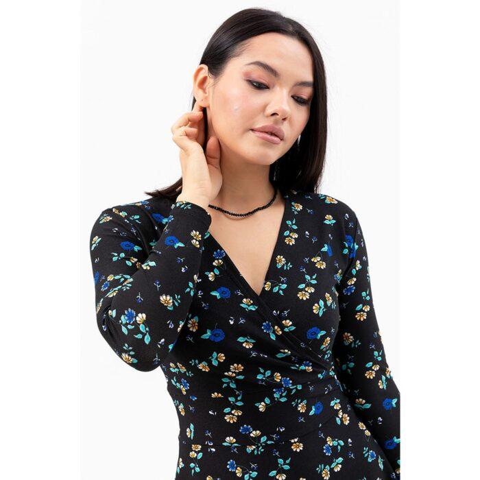 Floral Printed Double Breasted Patterned Dress