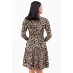 Brown Leopard Printed Double Breasted Dress