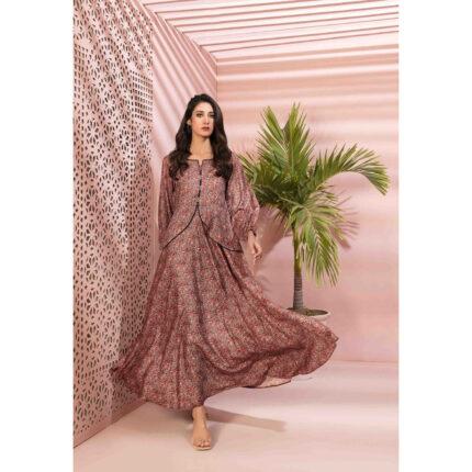 tawakkalfabrics Persian Pink Digital Printed Long Dress