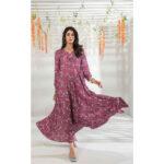 Mexican Pink Digital Printed tawakkalfabrics Long Dress