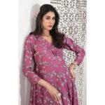 Mexican Pink Digital Printed tawakkalfabrics Long Dress