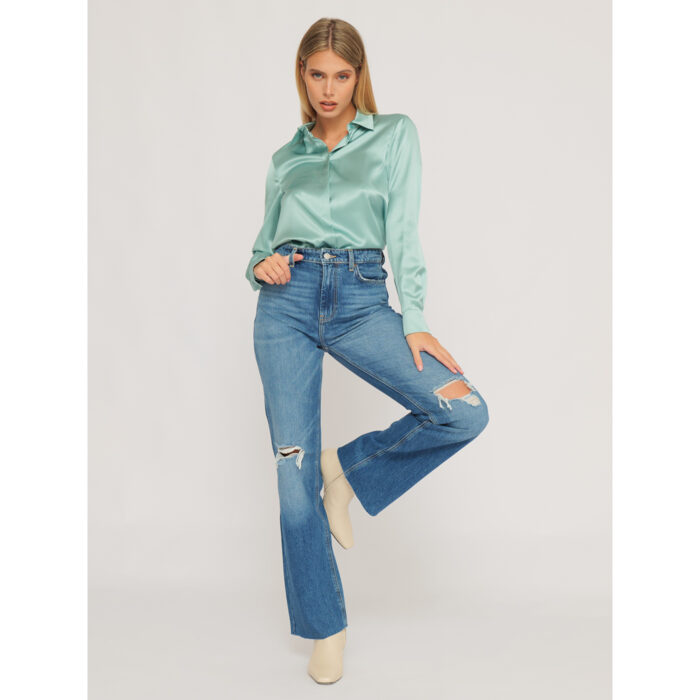 Guess 80’s Straight High Rise Crop Ripped Jeans