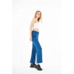 Bershka Teal Blue Wide Leg High Trousers