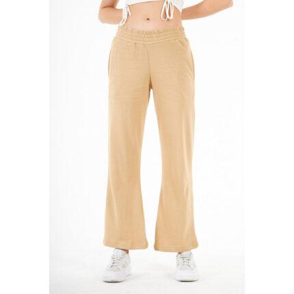 Bershka Beige Wide Leg High Trouser