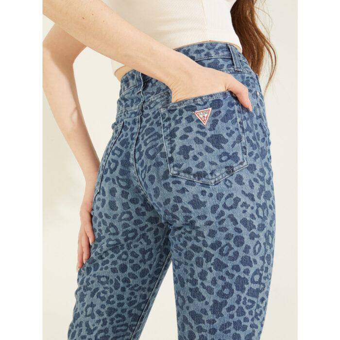 Guess Eco Leopard Crop Straight Girly High Rise Jeans