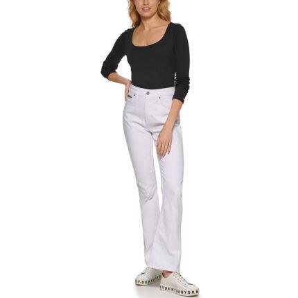 DKNY White High Rise Flare Jeans