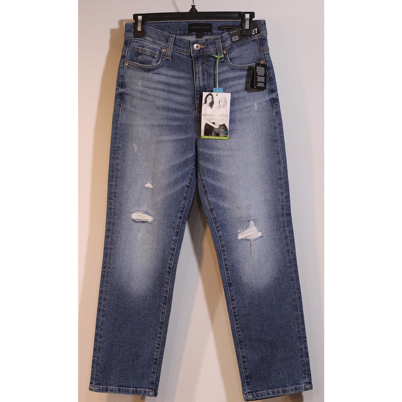 Kendall Kylie Icon Straight Ripped Jeans - lara.pk