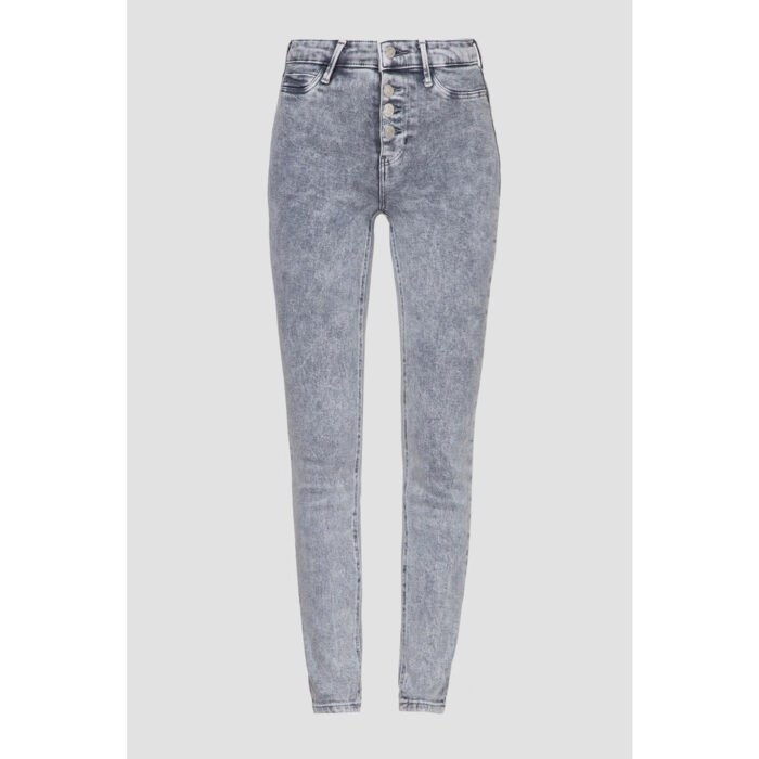 Guess Light Grey Button Up High Rise Skinny Jeans