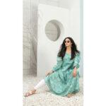 Mint Floral Printed Long Dress