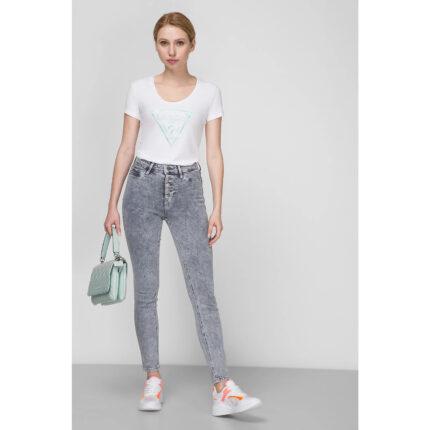 Guess Light Grey Button Up High Rise Skinny Jeans