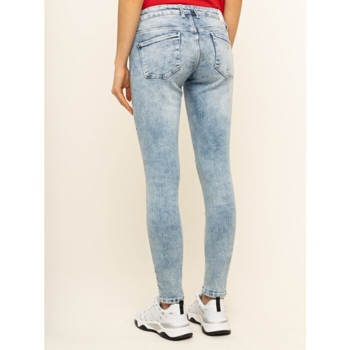 Guess Light Wash Side Stripe Low Skinny Ripped Jeans