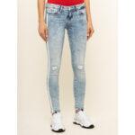Guess Light Wash Side Stripe Low Skinny Ripped Jeans