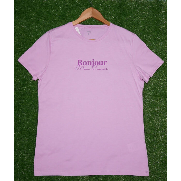 Fox Light Purple Bonjour Printed T Shirt