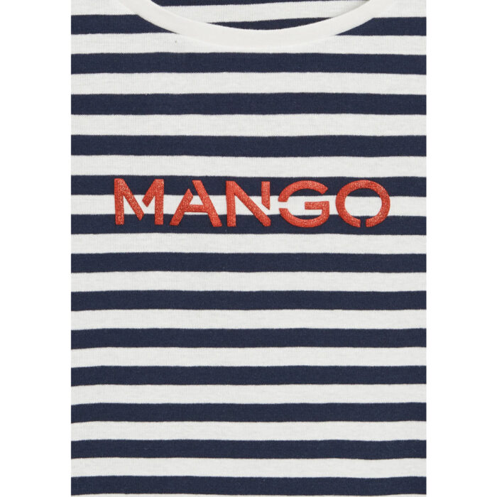 Mango Logo Navy White Lining T Shirt