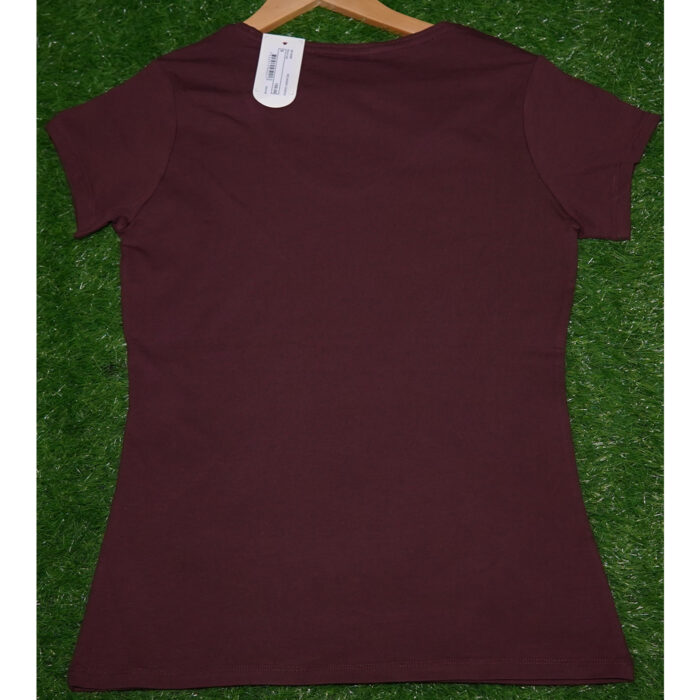 Burgundy Basic V Neck T Shirt
