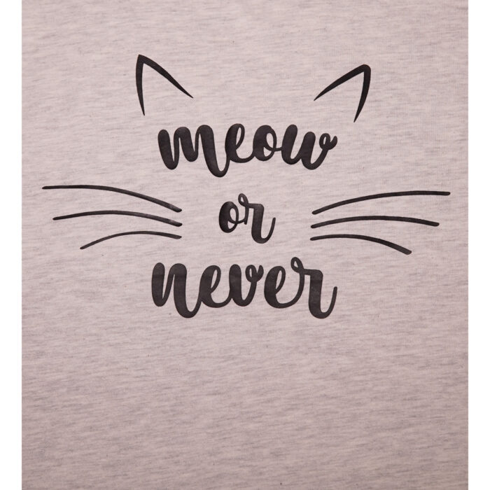 H&H Grey Meow Or Never Printed T Shirt