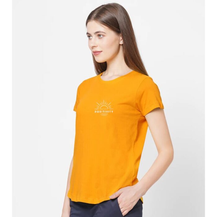 Fox Mustard Positivity Printed T Shirt