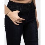 Guess Dark Wash Skinny High Rise Front Zip Ripped Jeans - Image 3