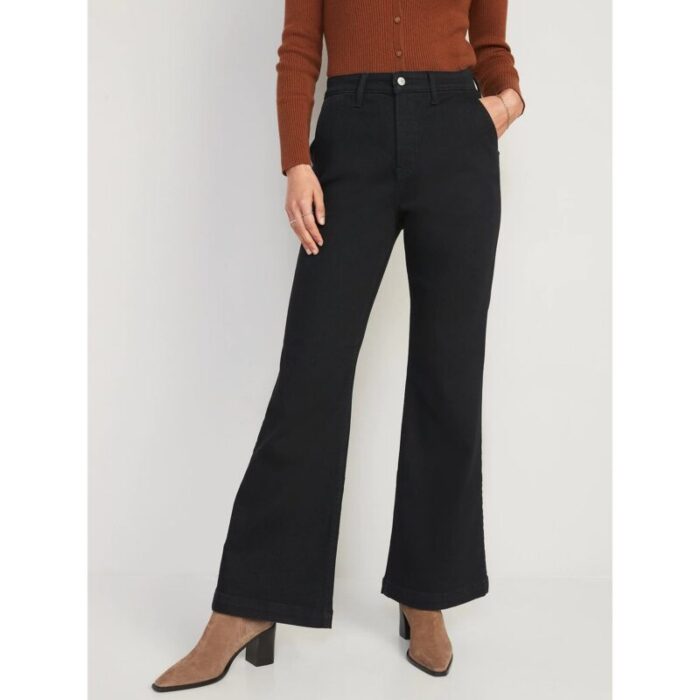 Old Navy Extra High Rise Black Flare Jeans