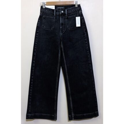 B.R Dark Grey Double Pocket Cropped Wide Leg Jeans