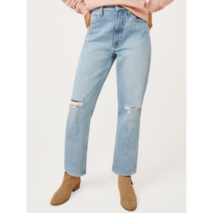 F.A Light Wash High Rise 90’s Straight Ripped Jeans
