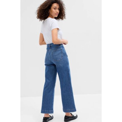 Gap Blue High Rise Front Pockets Wide Leg Jeans