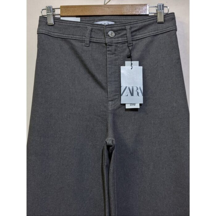Zara Grey Formal High Rise Wide Leg Crop Jeans
