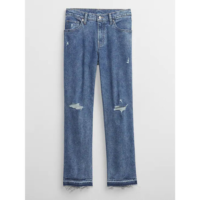 Gap High Rise Destructed Crop Straight Ripped Jeans