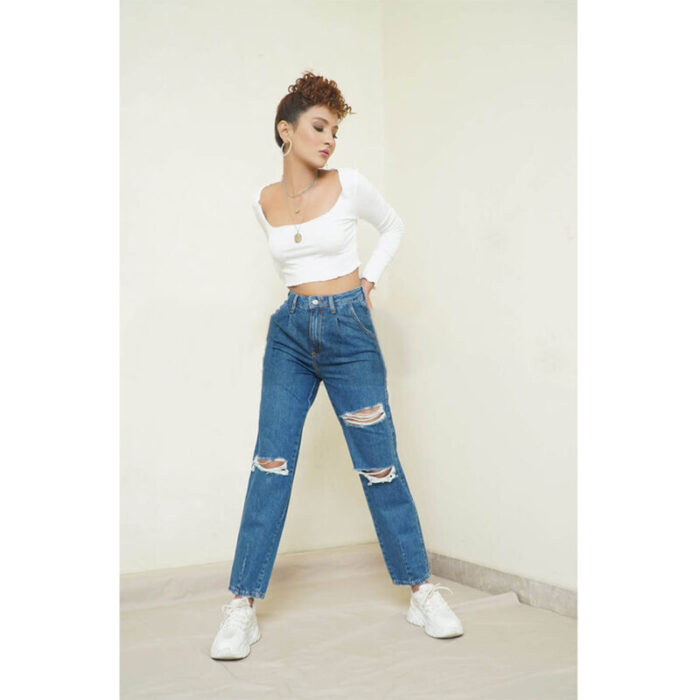 Tally Weijl Blue Slouchy Ripped Jeans