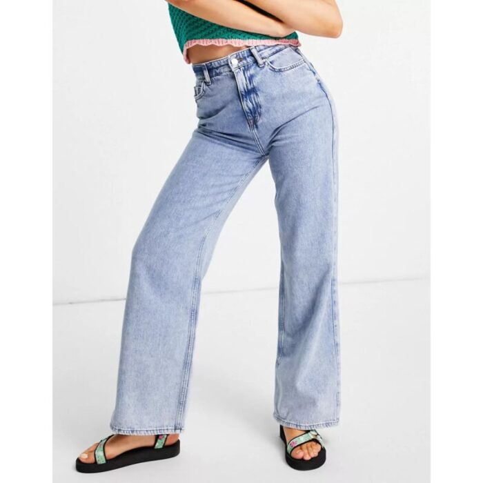 Old Navy Light Acid Wash Mid Rise Wide Leg Jeans