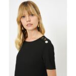 Kotton Black Button Detailed Blouse T-Shirt
