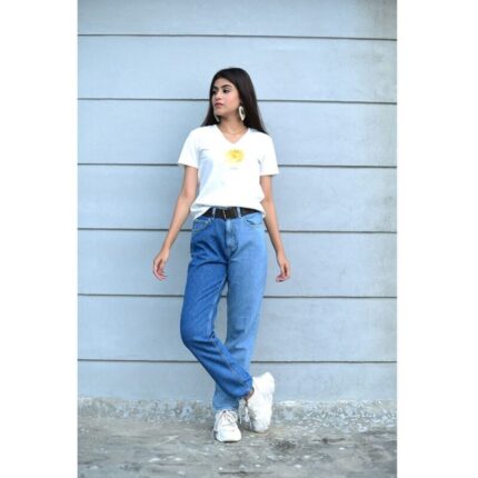 T.W Two Tone High Waisted Mom Jeans