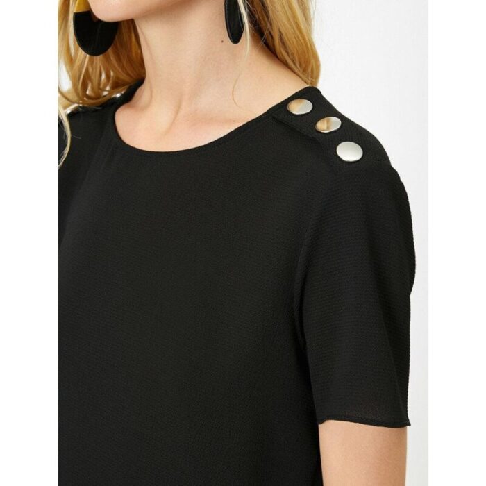 Kotton Black Button Detailed Blouse T-Shirt