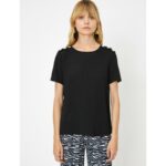 Kotton Black Button Detailed Blouse T-Shirt