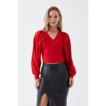 Red Watermelon Sleeve Blouse