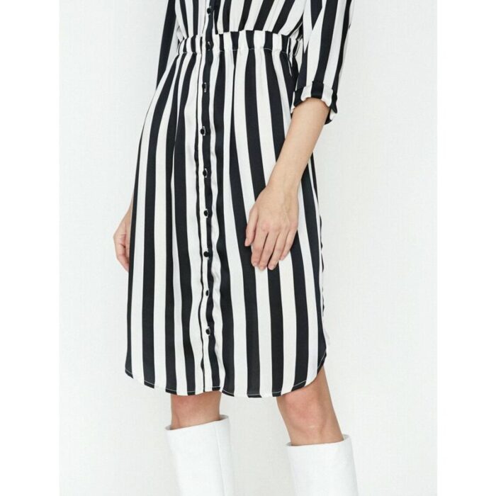 Koton Black White Stripe Short Dress