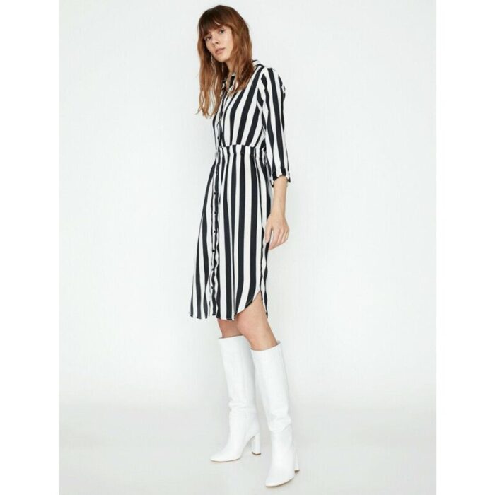 Koton Black White Stripe Short Dress