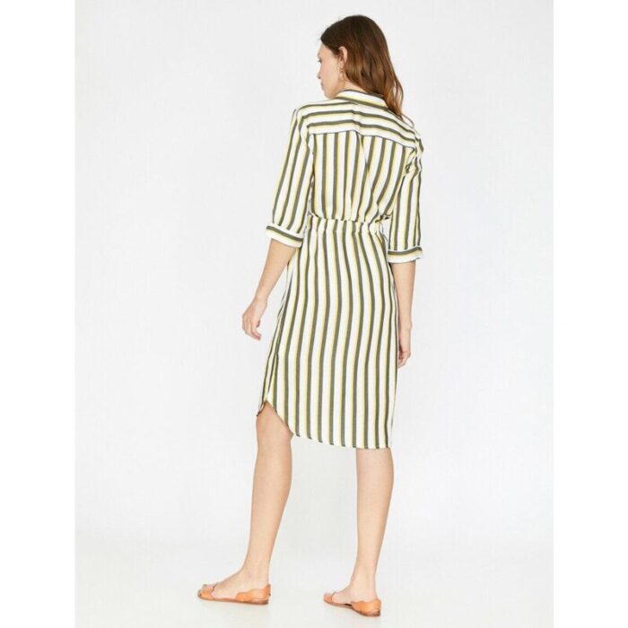 Koton Yellow White Stripe Short Dress