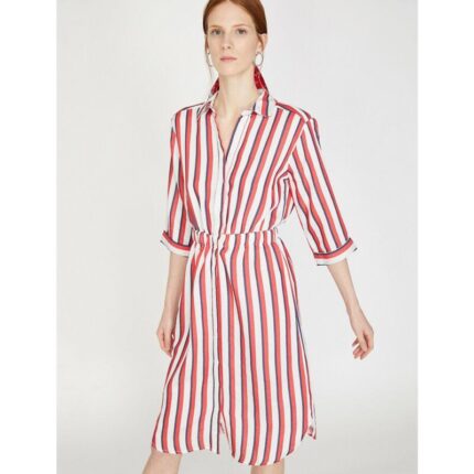 Koton Red White Stripe Short Dress