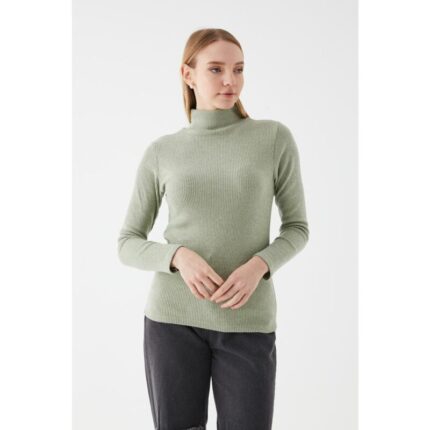 Mint Turtleneck Ribbed Sweater