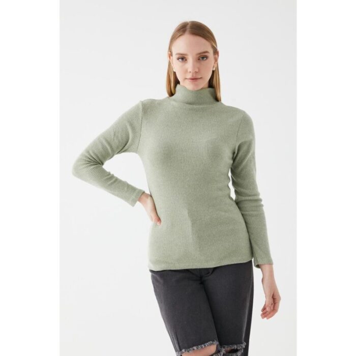 Mint Turtleneck Ribbed Sweater