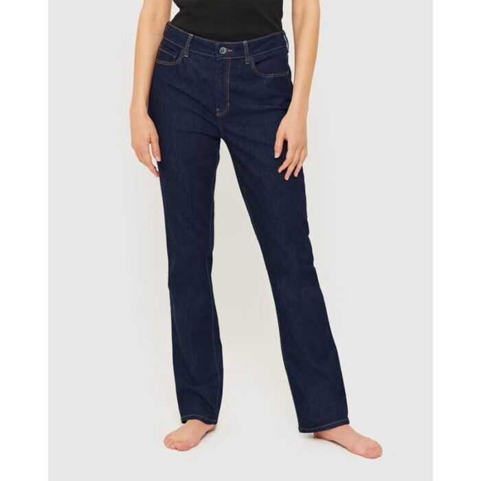 F&F Dark Wash High Rise Slim Straight Jeans