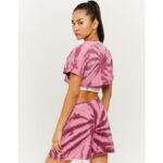 Tally Weijl Pink Crop Tie & Die Oversized T Shirt