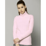 Baby Pink Ribbed Basic High Neck