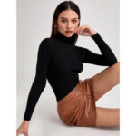 Black HighNeck Ribbed Long Sleeves