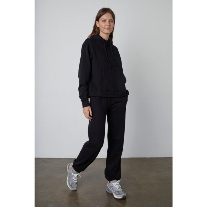 Black Basic Fleece Tracksuit Hoodie Trouser