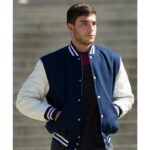 LA Navy and White Varsity Baseball Jacket