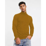 LA Caramel Solid Basic Ribbed High Neck