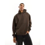 LA Brown Oversized Basic Kangaroo Pocket Hoodie.